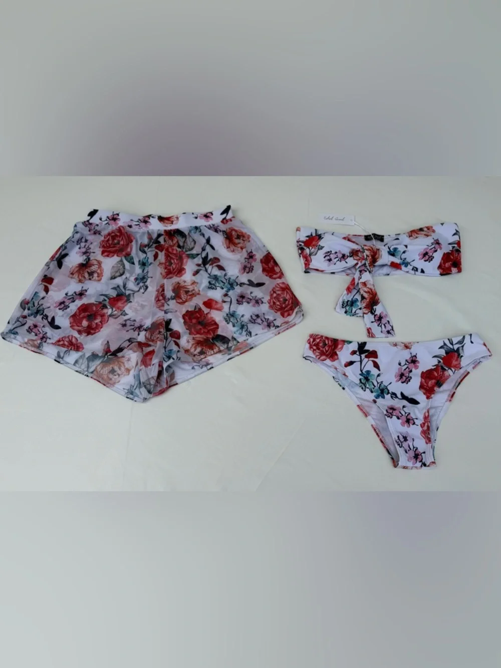 πΈβοΈ NWT Sexy Floral 3-Piece Bikini & Shorts Set β Edelqual ππ - Picture 8 of 13